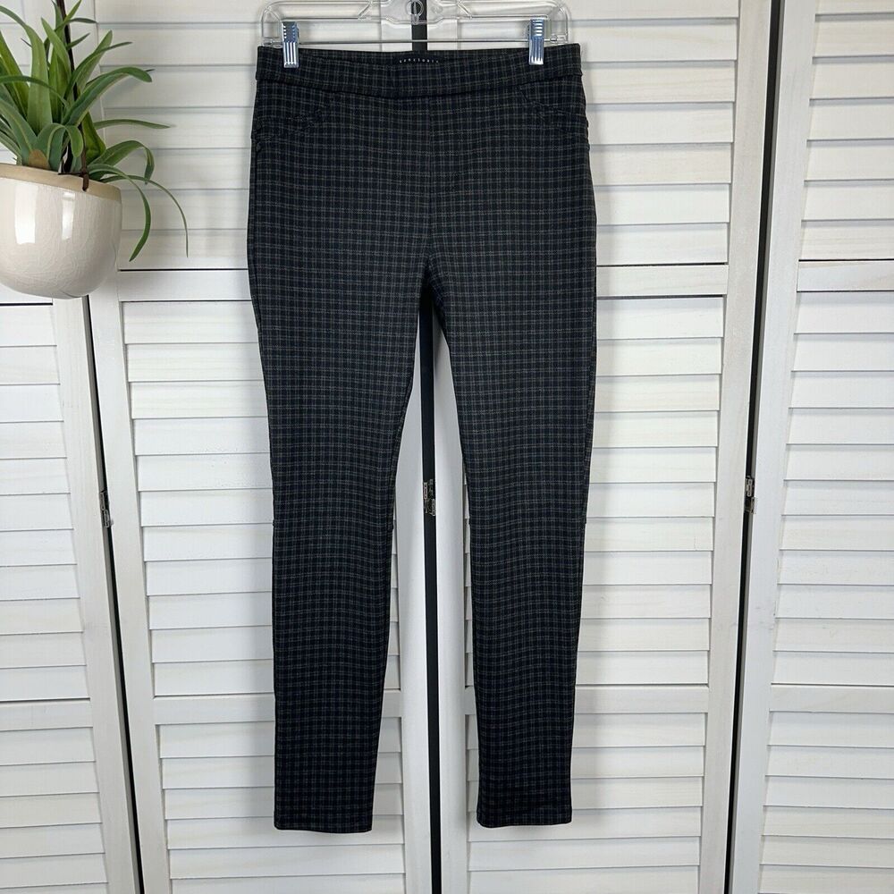 Sanctuary Black Gray Plaid Check Straight Slim Ponte Knit Legging Pant Size M